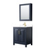 Daria 30 Inch Single Bathroom Vanity in Dark Blue, White Cultured Marble Countertop, Undermount Square Sink, Medicine Cabinet