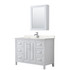 Daria 48 Inch Single Bathroom Vanity in White, Carrara Cultured Marble Countertop, Undermount Square Sink, Medicine Cabinet