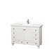 Acclaim 48 Inch Single Bathroom Vanity in White, White Cultured Marble Countertop, Undermount Square Sink, No Mirror