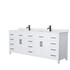 Beckett 84 Inch Double Bathroom Vanity in White, White Cultured Marble Countertop, Undermount Square Sinks, Matte Black Trim
