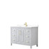Daria 48 Inch Single Bathroom Vanity in White, White Cultured Marble Countertop, Undermount Square Sink, Brushed Gold Trim