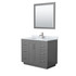 Miranda 42 Inch Single Bathroom Vanity in Dark Gray, White Carrara Marble Countertop, Undermount Square Sink, Brushed Nickel Trim, 34 Inch Mirror