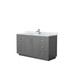 Miranda 60 Inch Single Bathroom Vanity in Dark Gray, White Carrara Marble Countertop, Undermount Square Sink, Brushed Nickel Trim