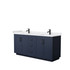 Miranda 72 Inch Double Bathroom Vanity in Dark Blue, White Cultured Marble Countertop, Undermount Square Sinks, Matte Black Trim