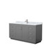 Miranda 66 Inch Single Bathroom Vanity in Dark Gray, White Carrara Marble Countertop, Undermount Square Sink, Brushed Nickel Trim