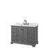 Deborah 48 Inch Single Bathroom Vanity in Dark Gray, White Carrara Marble Countertop, Undermount Square Sink, Matte Black Trim