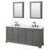 Deborah 80 Inch Double Bathroom Vanity in Dark Gray, White Carrara Marble Countertop, Undermount Oval Sinks, Matte Black Trim, Medicine Cabinets
