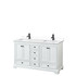 Deborah 60 Inch Double Bathroom Vanity in White, White Cultured Marble Countertop, Undermount Square Sinks, Matte Black Trim