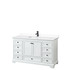 Deborah 60 Inch Single Bathroom Vanity in White, White Cultured Marble Countertop, Undermount Square Sink, Matte Black Trim