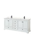 Deborah 80 Inch Double Bathroom Vanity in White, Carrara Cultured Marble Countertop, Undermount Square Sinks, Matte Black Trim
