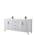 Daria 80 Inch Double Bathroom Vanity in White, Carrara Cultured Marble Countertop, Undermount Square Sinks, Matte Black Trim
