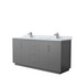 Icon 72 Inch Double Bathroom Vanity in Dark Gray, White Carrara Marble Countertop, Undermount Square Sinks, Brushed Nickel Trim