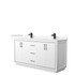 Icon 66 Inch Double Bathroom Vanity in White, Carrara Cultured Marble Countertop, Undermount Square Sinks, Matte Black Trim