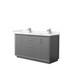 Strada 60 Inch Double Bathroom Vanity in Dark Gray, Carrara Cultured Marble Countertop, Undermount Square Sink, Brushed Nickel Trim