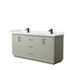 Strada 72 Inch Double Bathroom Vanity in Light Green, White Cultured Marble Countertop, Undermount Square Sinks, Matte Black Trim