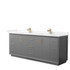 Strada 84 Inch Double Bathroom Vanity in Dark Gray, Carrara Cultured Marble Countertop, Undermount Square Sink, Satin Bronze Trim