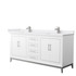 Marlena 72 Inch Double Bathroom Vanity in White, White Cultured Marble Countertop, Undermount Square Sinks, Brushed Nickel Trim