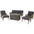 Sedona6pc Fire Pit Set: 2 Chairs, Sofa, 2 Ottomans, Slat Fire Pit