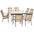 9pc Dining Set:60" sq glass top tbl, 8 sling dining chairs, includes cover
