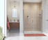 Manhattan 57-59 x 68 in. 6 mm Pivot Shower Door for Alcove Installation with Clear glass & Square Handle in Brushed Nickel