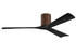 Irene-3H three-blade flush mount paddle fan in Walnut finish with 60 solid matte black wood blades. 