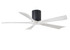 Irene-5H five-blade flush mount paddle fan in Matte Black finish with 52 solid matte white wood blades. 