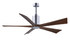 Patricia-5 five-blade ceiling fan in Polished Chrome finish with 60 solid walnut tone blades and dimmable LED light kit 