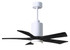 Patricia-5 five-blade ceiling fan in Gloss White finish with 42 solid matte black wood blades and dimmable LED light kit 