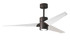 Super Janet three-blade ceiling fan in Textured Bronze finish with 60 solid matte white wood blades and dimmable LED light kit 