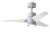 Super Janet three-blade ceiling fan in Gloss White finish with 42 solid matte white wood blades and dimmable LED light kit 