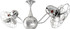 Vent-Bettina 360° dual headed rotational ceiling fan in polished chrome finish with metal blades.