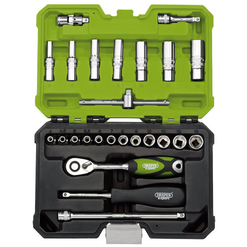 Draper Expert Metric Socket Set, 1/4" Sq. Dr., Green (25 Piece) - 04463_1.jpg