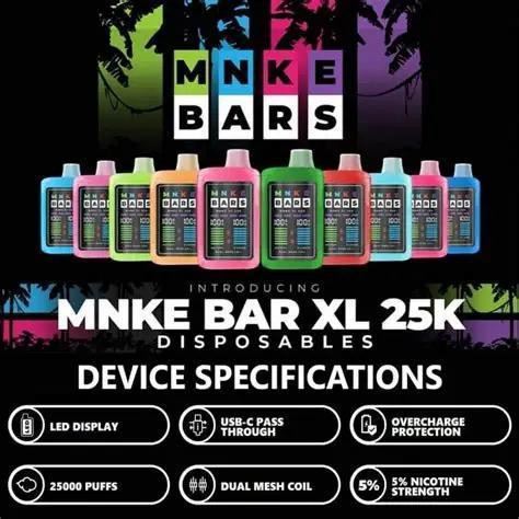 MNKE Bars XL Bars 25k Puffs 5% Nic Disposable Device