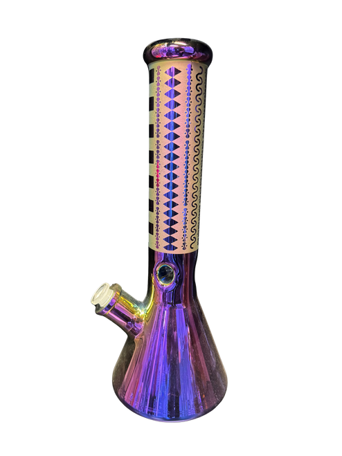 13” Abstract Design Etched Beaker Style Water Pipe