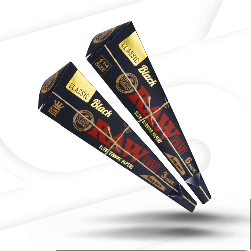 RAW Classic Black Scoop Pack Cones - 6ct.