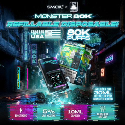 Monster 80K Pod Monster x SMOK Refillable Disposable Kit