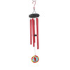 Red Tuned Windchimes with Stained Glass Cardinal - 39in