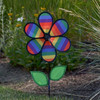 12" Rainbow Stripe Flower with Leaves