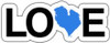 Love Michigan 4" Bumper Sticker - blue