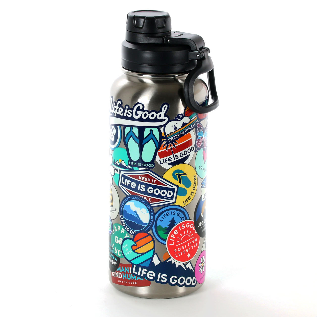 Life is good deals sticker collage water bottle