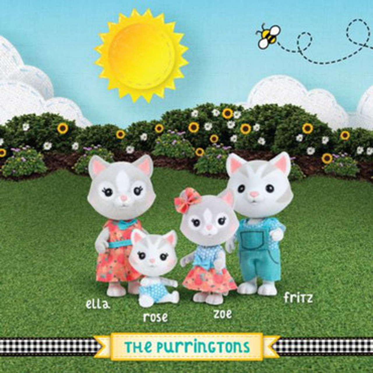 family cats　0618 Honey Bee Acres The Purringtons Cat Family 4 Piece Doll