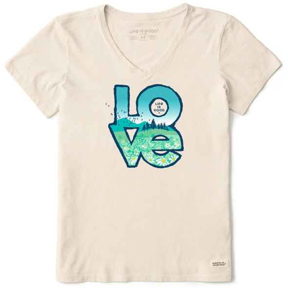 Lovescape Women's Crusher-Lite V-neck Tee - putty white