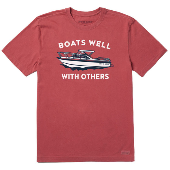 Boats Well With Others Men's Crusher Tee - faded red