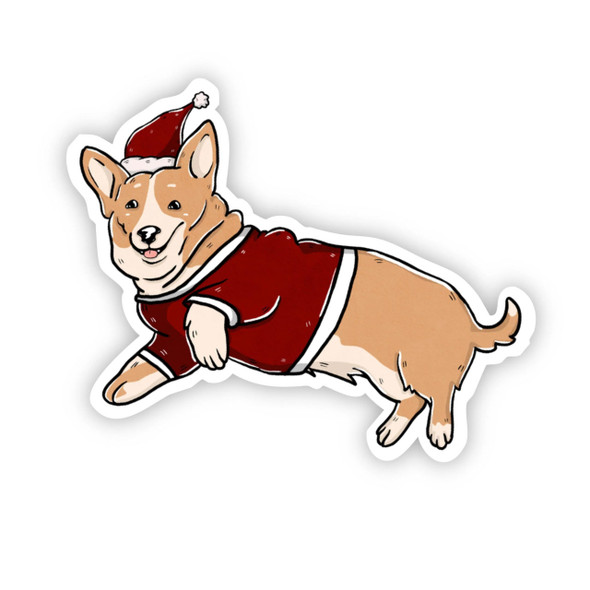 Dog with Santa Hat Sticker
