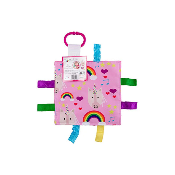 Tag Toy Crinkle Square 8x8 - Unicorn Hearts