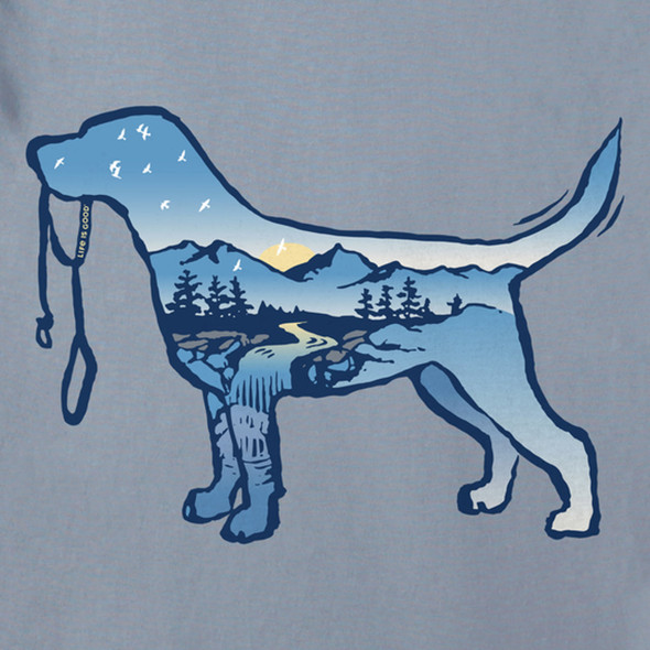 Dog Outline Mountain tee - Stone Blue