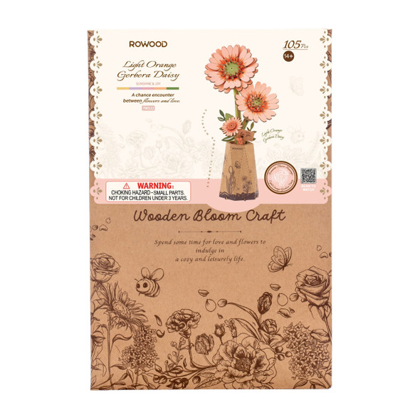Light Orange Gerbera Daisy Wooden Bloom Craft