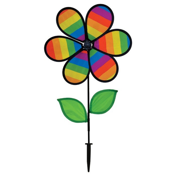 12" Rainbow Stripe Flower with Leaves
