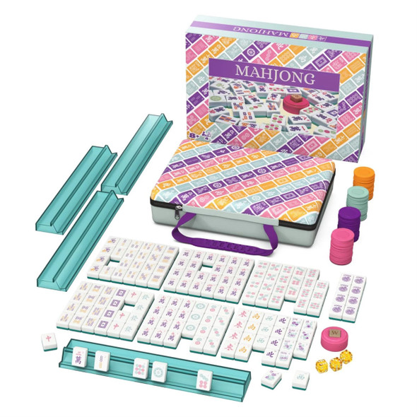 Mahjong Tile Set - Colorful Carrying Case