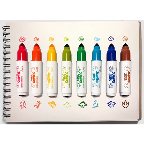 Jumbo Jots: Dual Tip Cone and Stamp Markers - Dinos 8pc